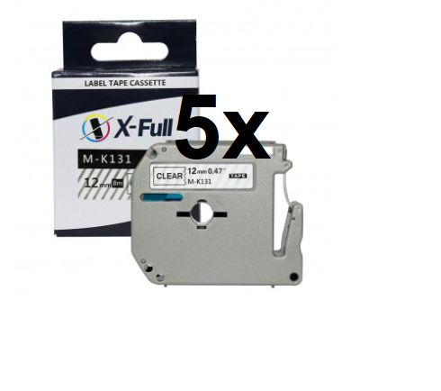 Kit 5 Fitas Compatível Brother M-K131 Letra Preta 12mm