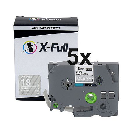 Kit 5 Fitas Compatível Brother Tze 145 Incolor Branca 18mm