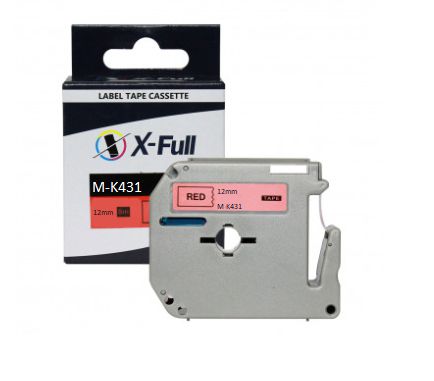 Fita Compatível Brother M-K431 Vermelha Letra Preta 12mm