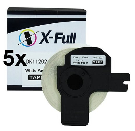 Kit 5 Etiqueta Papel Compatível DK11201 Branca 29x90mm