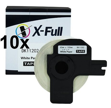 Kit 10 Etiqueta Papel Compatível DK11201 Branca 29x90mm