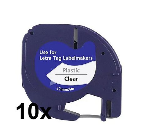 kit 10 Fitas Plástica Compatível Letratag 12267 Incolor 12mm