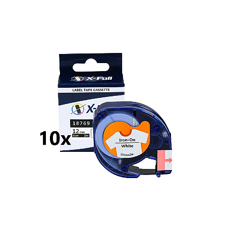 Kit 10 Fita Tecido Compatível Dymo Letratag Branca 12mm