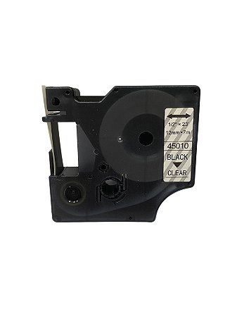 Fita Compatível Dymo D1 45010 Incolor Letra Preta 12mm