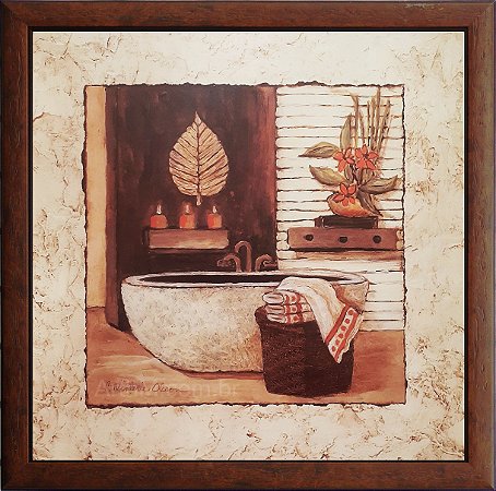 Gravura Banheiro Toalete Estilo Rústico I 30 x 30 cm