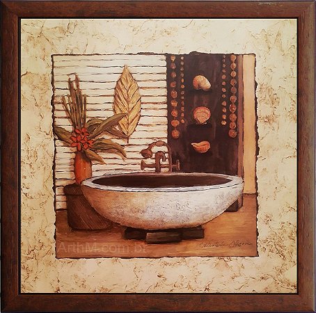 Gravura Banheiro Toalete Estilo Rústico II 30 x 30 cm