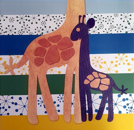 Gravura Infantil Girafas 30 x 30 cm