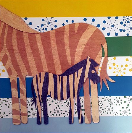 Gravura Infantil Zebras 30 x 30 cm