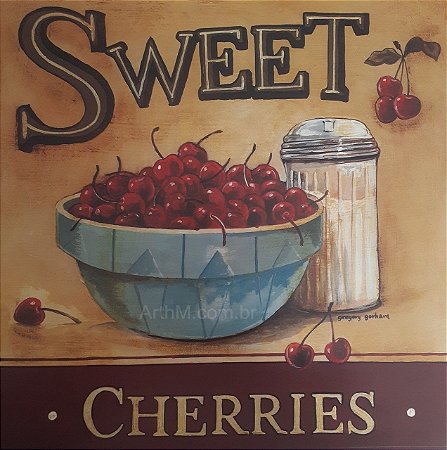 Gravura Coleção Cozinha Sweet Cherries 45 x 45 cm