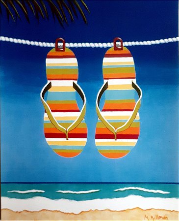 Kit com 3 Gravuras Coleção Praia em cores 24 x 19,5 cm