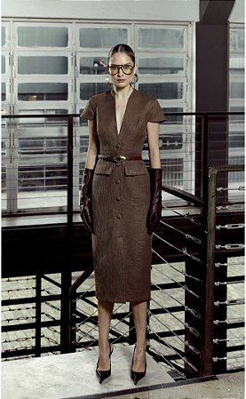 Vestido tweed marrom
