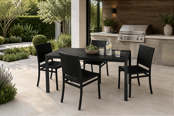 Conjunto Mesa 120x80 com 4 Cadeiras em Alumínio e Fibra Sintética Summer