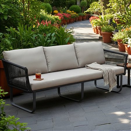 Sofá em Corda Náutica e Alumínio 3 Lugares modelo Summer