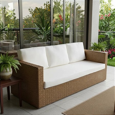 Sofá em fibra Sintética e Alumínio 3 Lugares Modelo Box