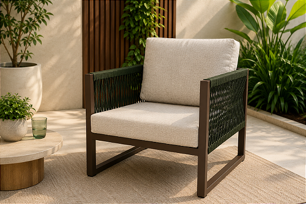 Poltrona Em Corda Náutica E Alumínio Área Externa - Vip
