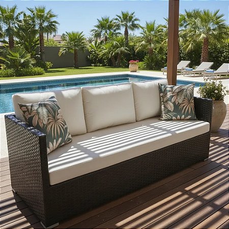 Sofá em Fibra Sintética e Alumínio 3 Lugares Modelo Fit