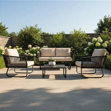 Conjunto de Sofá em Corda Náutica e Alumínio 4 lugares modelo Summer