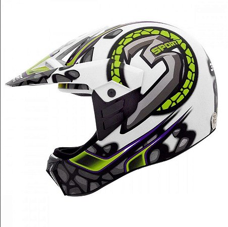 Capacete 3 Sport Stones Branco com Verde Bieffe