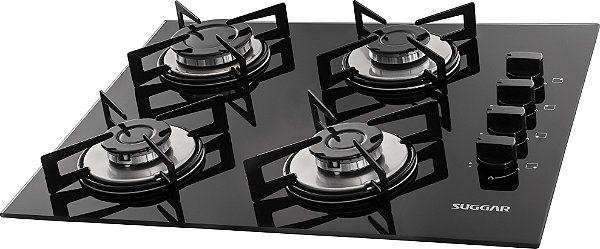 Cooktop a Gás Suggar 4 Queimadores Vidro Preto FG4004VP