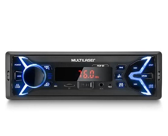 Som Automotivo Multilaser Pop 1 Din Bluetooth MP3 4x25WRMS FM/USB/AUX - P3336