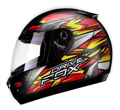 Capacete Fly Drive Hg Fox Preto Fosco com Amarelo