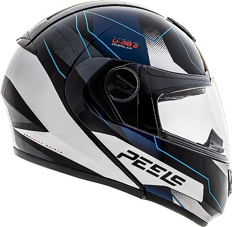 Capacete Peels U-rb2 Overlap Preto Com Azul