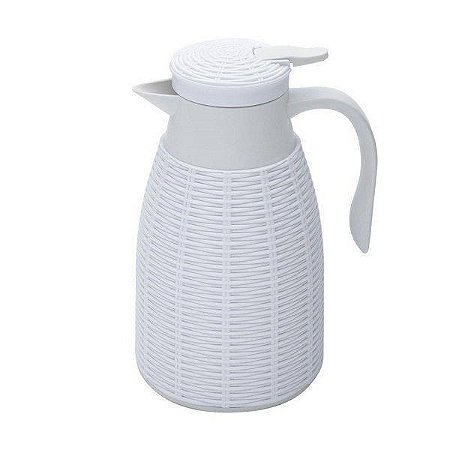Garrafa Térmica Revestida Rattan Plástico Branca 1Litro Lyor