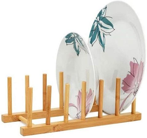 Suporte Escorredor De Pratos Em Bambu Ecokitchen