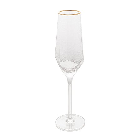 Conjunto 2 Taças De Cristal Para Champanhe Com Borda Dourada Taj Wolff Transparente