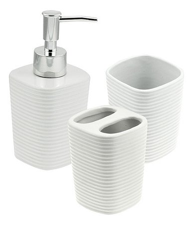 Conjunto de Ceramica Para Banheiro 3 Peças Dispenser Sabonete