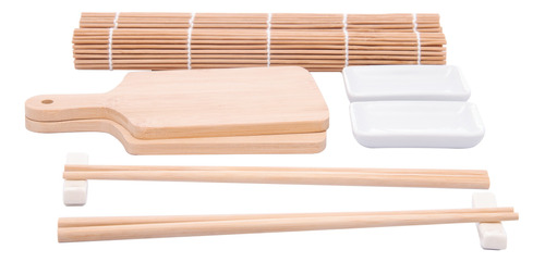 Kit Para Sushi 10 Peças e Acessórios Em Bambu Osaka