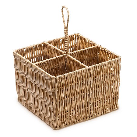 Porta Talher Quadrado Vertical Claro Rattan