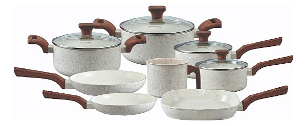 Mimo Style, Conjunto de 8 Panelas Pratic Cook Marmol Compatível com Fogão por Indução