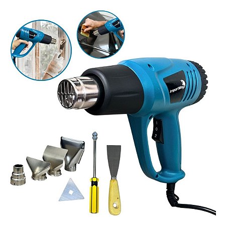 Soprador Térmico 2000W com 7 Acessórios 2 Temperaturas Cabo 1.7m Importway Iwsta 220Soprador Térmico 2000W com 7 Acessórios 2 Temperaturas Cabo 1.7m Importway Iwsta 220V
