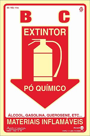Placa Sinalização Foto 20x30 - Extintor Pó Quimico