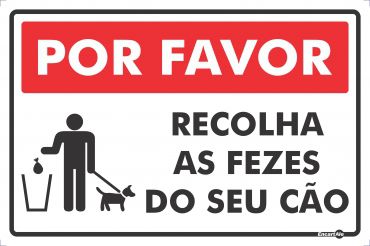 Placa Sinalização Pvc 20x30 - Recolha cocô do seu cão