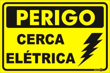 Placa Sinalização Pvc 20x30 - Perigo Cerca Elétrica