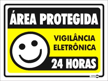 Placa Sinalização Pvc 15x20 - Área Proteg 24hrs