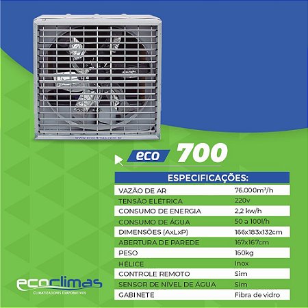 Climatizador modelo ECO 700 de parede.
