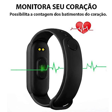 Relógio Esportivo digital com pulseira inteligente monitora freqüência cardíaca e pressão arterial à prova d'água