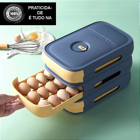 Gaveta automática com armazenamento de ovos pratica e empilhável para cozinha