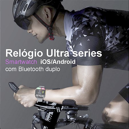 Relógio digital ultra series smartwatch para iOS e Android com Bluetooth duplo frequência cardíaca treinamento de respiração oxigênio no sangue pulseira silicone padrão