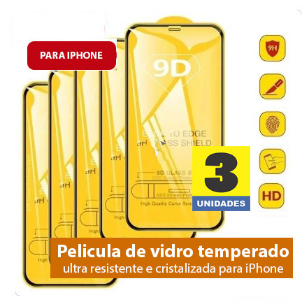 Película para iPhone 12, 12 Pro, 12 Pro Max de vidro temperado ultra resistente e cristalizada anti - riscos, impacto, estilhaçamento e poeiras