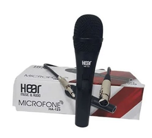 Microfone Com Fio de Metal Cabo 3 Metros Hear Ha123