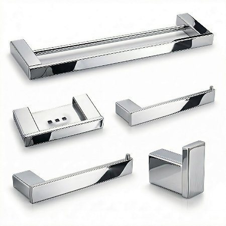 Kit de Acessórios para Banheiro 5 Peças Aço Inox 304 Polido Premium