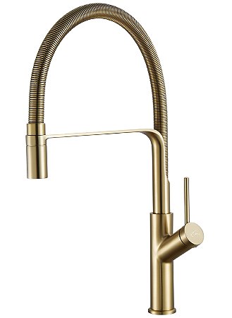 Torneira Gourmet Para Cozinha Monocomando Dourada Escovada