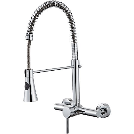 Torneira Cozinha Gourmet Misturador Monocomando de Parede Jet Twin Cromo