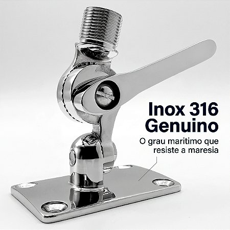 Base Suporte de Fixação para Antena VHF Marítima Fabricada em Aço Inox 316