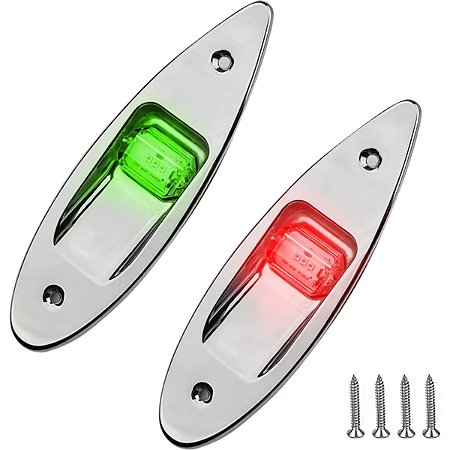 Luz de Navegação LED Par (Vermelho e Verde) em Aço Inox 316 Boreste Bombordo Olho de Tubarão