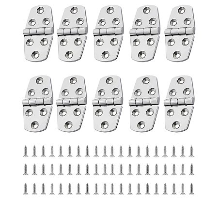 Dobradiças reforçadas Kit com 10 unidades em Aço Inox 76x38x5mm para Lancha e Barco